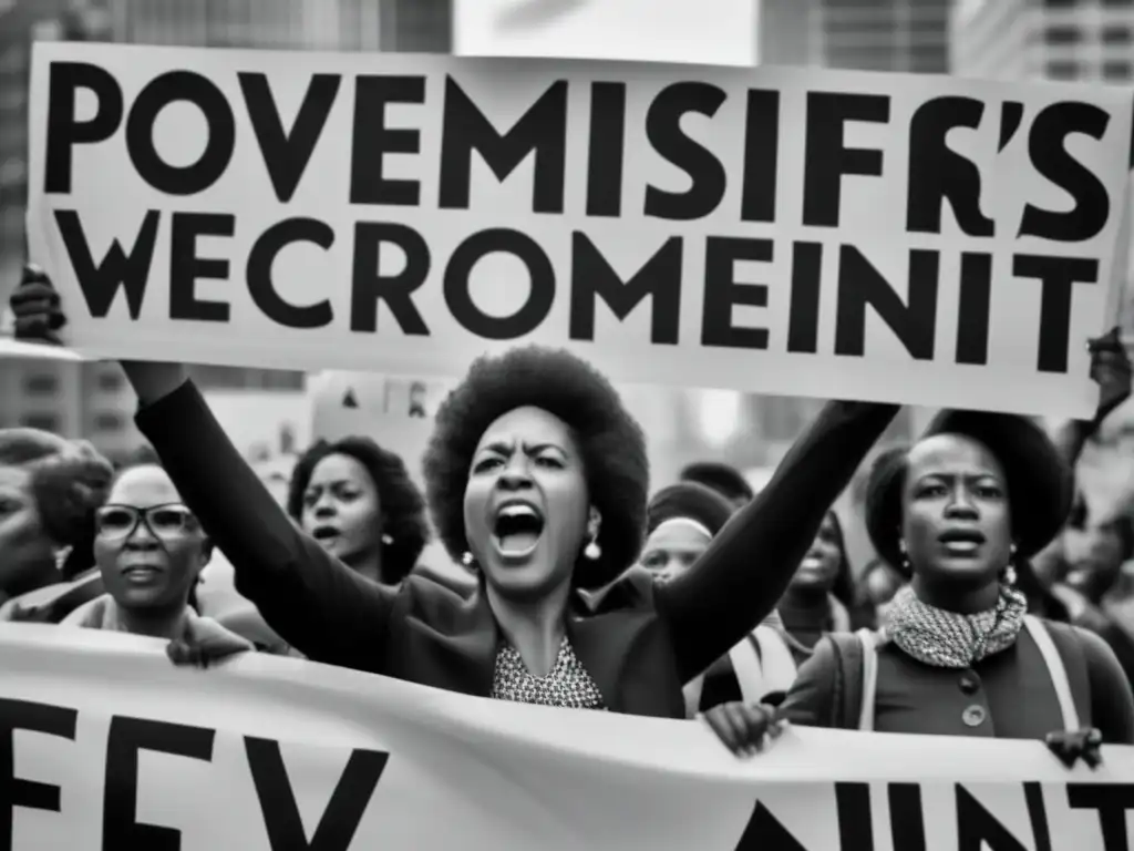 Un grupo de mujeres marcha unido, portando pancartas con poderosos lemas feministas