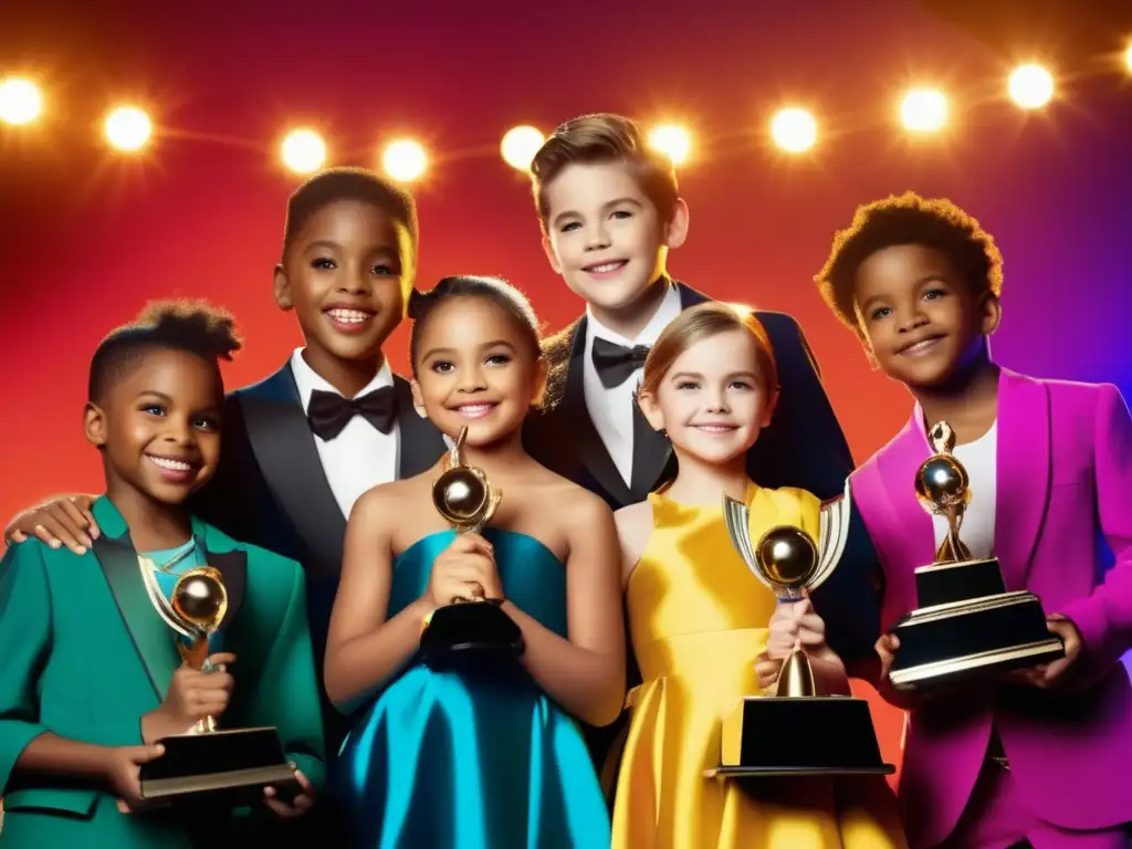 Un grupo de niños prodigio de la televisión revolucionan la pantalla con su energía y talento, luciendo premios y estilo vibrante