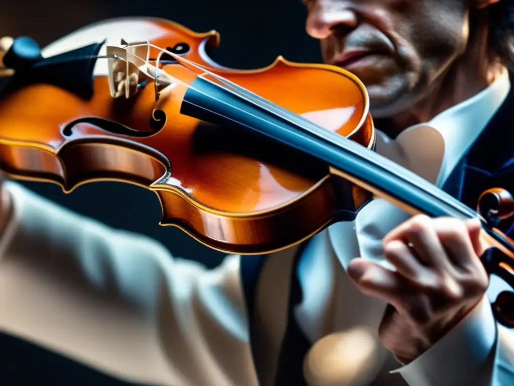 Las hábiles manos de Niccolò Paganini interpretando el violín, reflejando pasión y destreza