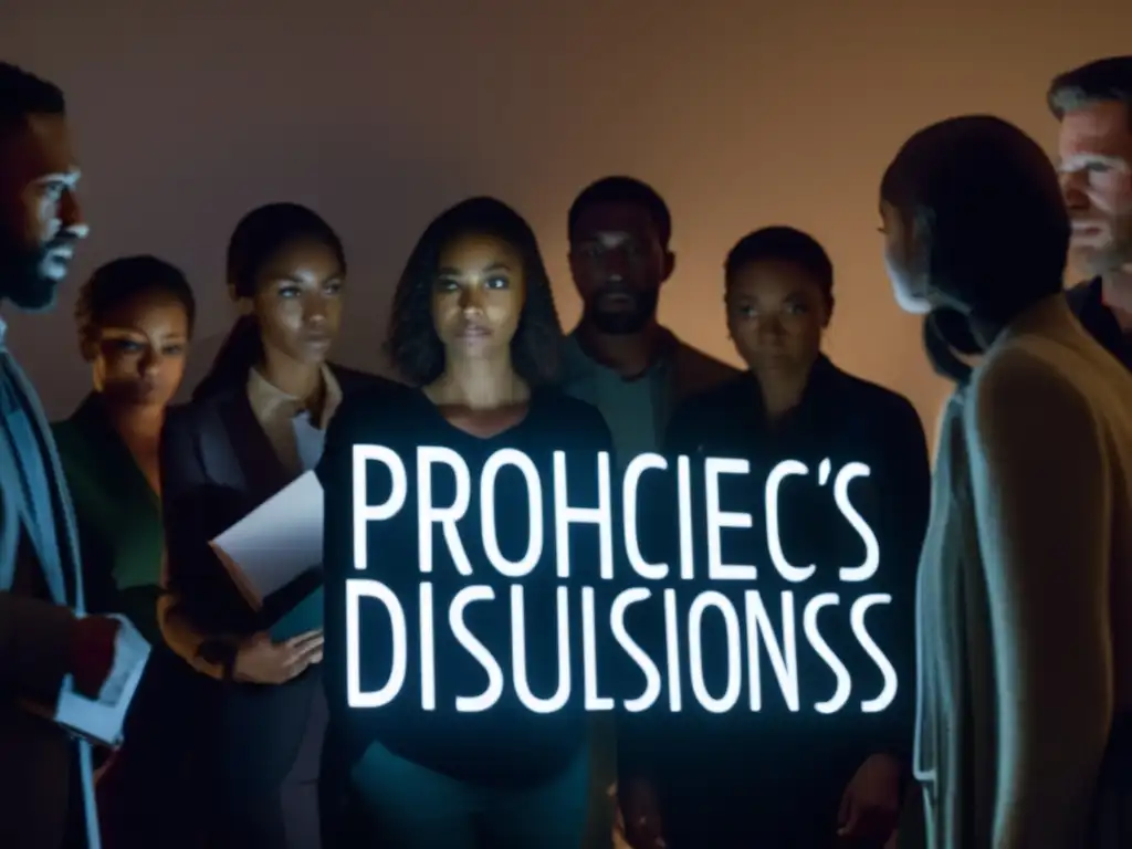 En una habitación sombría, las caras iluminadas por una proyección muestran confusión y desilusión