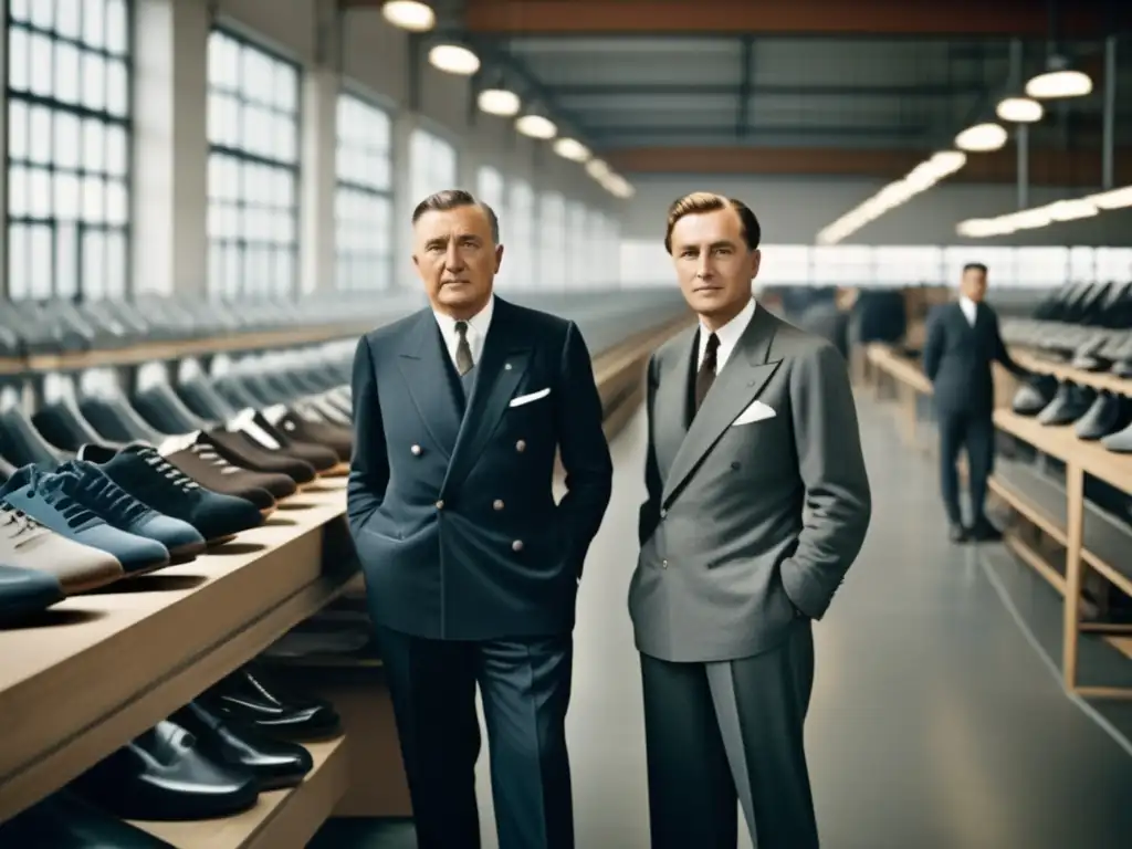 Los hermanos Dassler supervisan la fabricación de Adidas y Puma en su moderna fábrica de zapatos