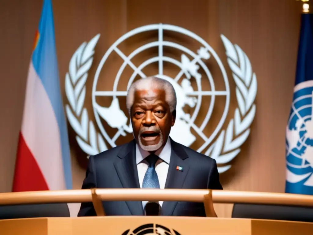 Kofi Annan lidera una histórica reunión en la ONU, proyectando determinación y liderazgo