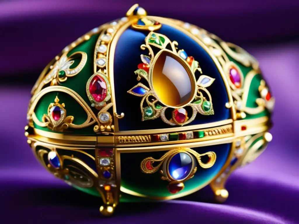 Un huevo Fabergé de joyeros rusos famosas joyas Fabergé, con esmalte detallado, filigrana de oro y piedras preciosas deslumbrantes