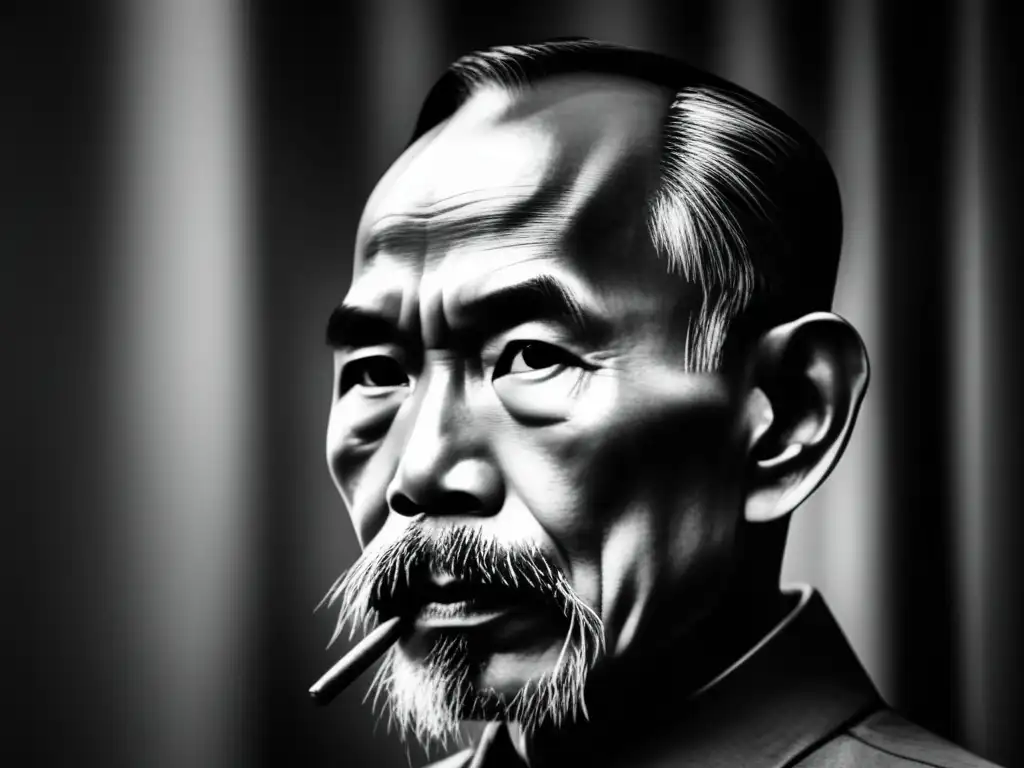 El icónico perfil de Ho Chi Minh, líder revolucionario de Vietnam, en blanco y negro