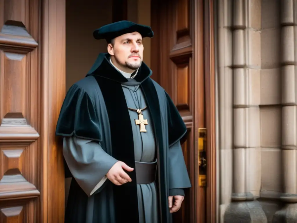 Arriesgando todo: Martín Lutero en la Iglesia del Castillo- Martin Lutero desafiando la Iglesia Católica al clavar sus 95 tesis en la puerta del Castillo de Wittenberg