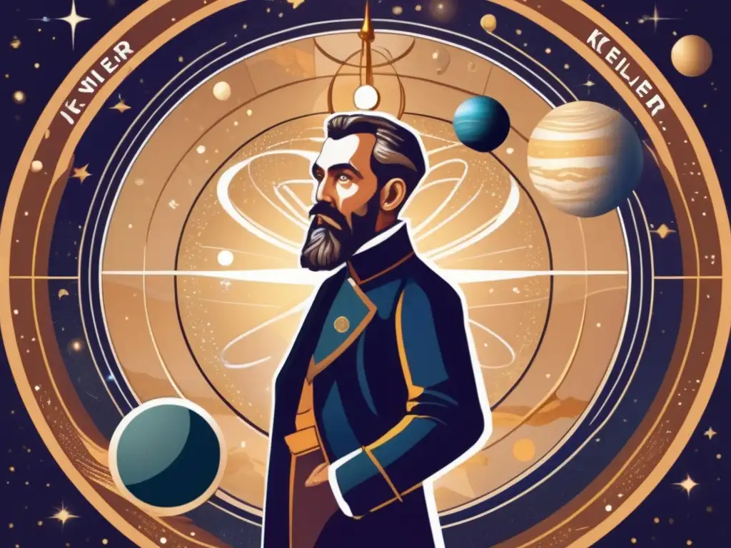 El ilustrador ha capturado la esencia de los descubrimientos astronómicos de Johannes Kepler con una detallada representación digital