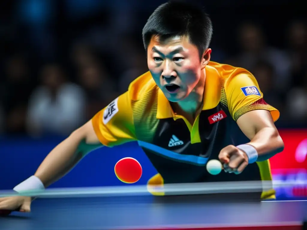 Una imagen de alta definición que muestra la intensa concentración de Ma Long mientras domina el ping pong