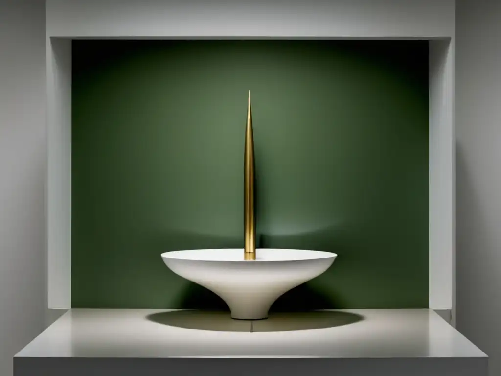 Una imagen en alta resolución de la escultura 'Fuente' de Marcel Duchamp, destacando su naturaleza provocativa y revolucionaria