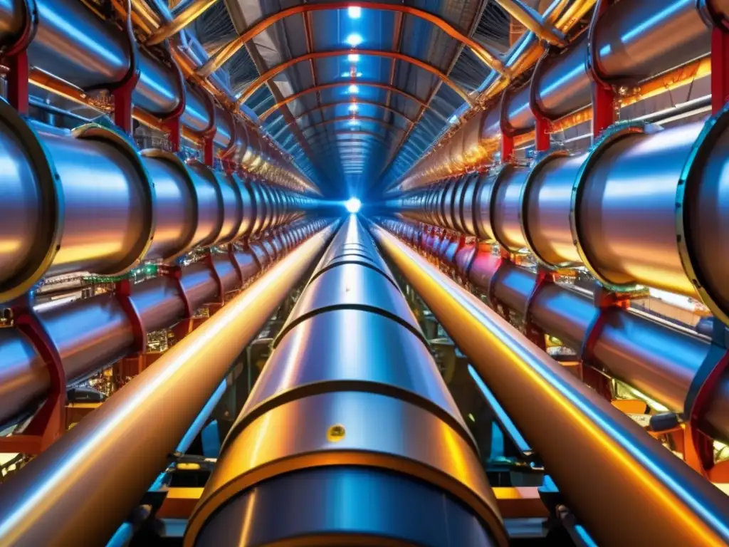 Una imagen de alta resolución del Gran Colisionador de Hadrones (LHC) en CERN, con detectores de partículas y una escala masiva