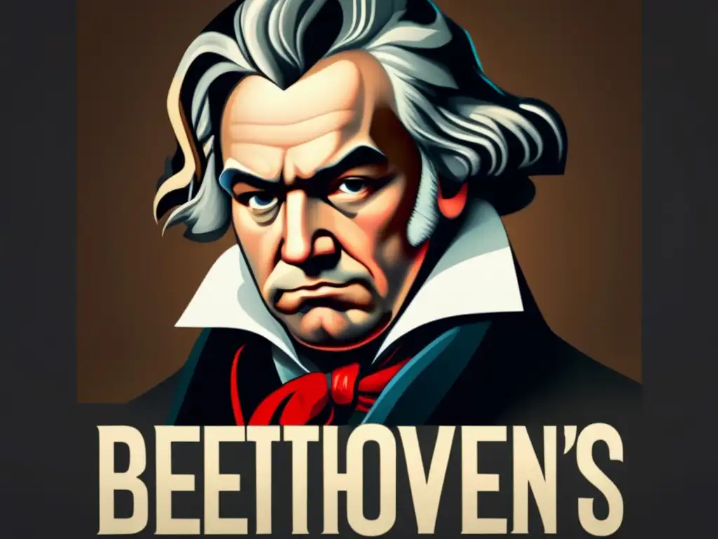 Una imagen de alta resolución que captura la mirada intensa y reflexiva de Beethoven, destacando su perfil icónico y la profunda emoción en sus ojos