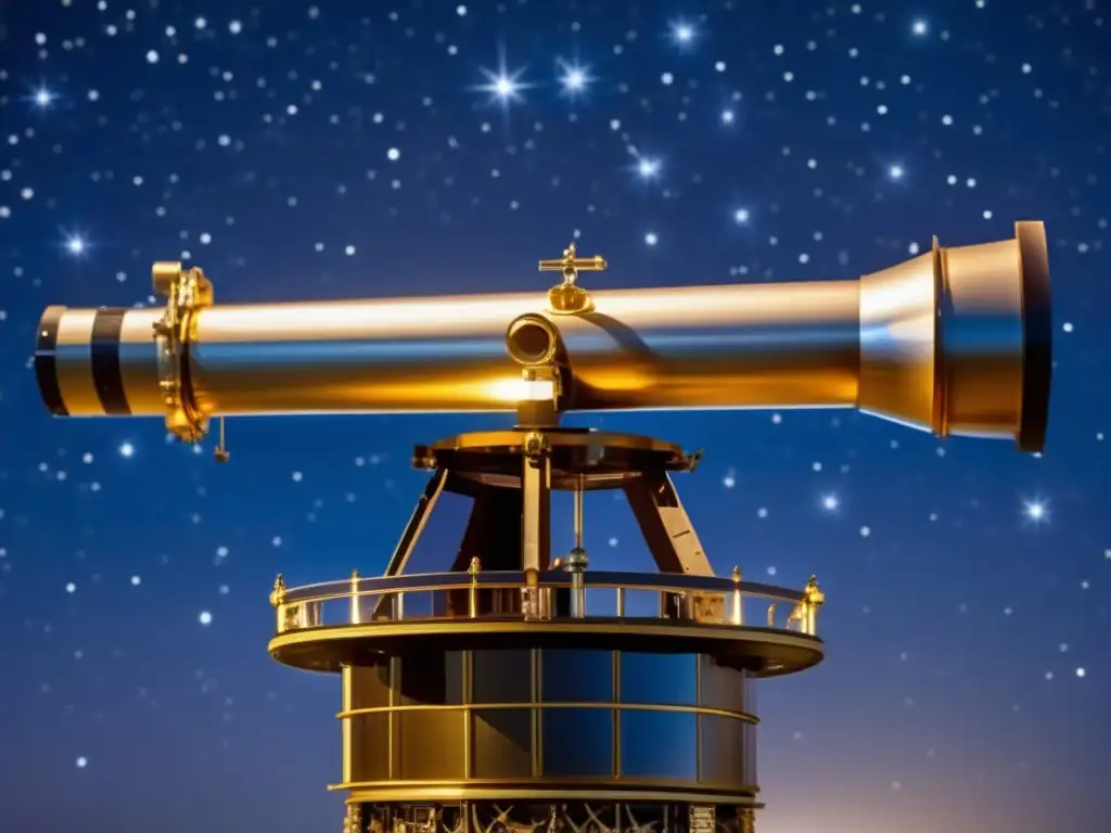 Una imagen de alta resolución del telescopio de Galileo Galilei, con detalles intrincados y el cielo estrellado de fondo