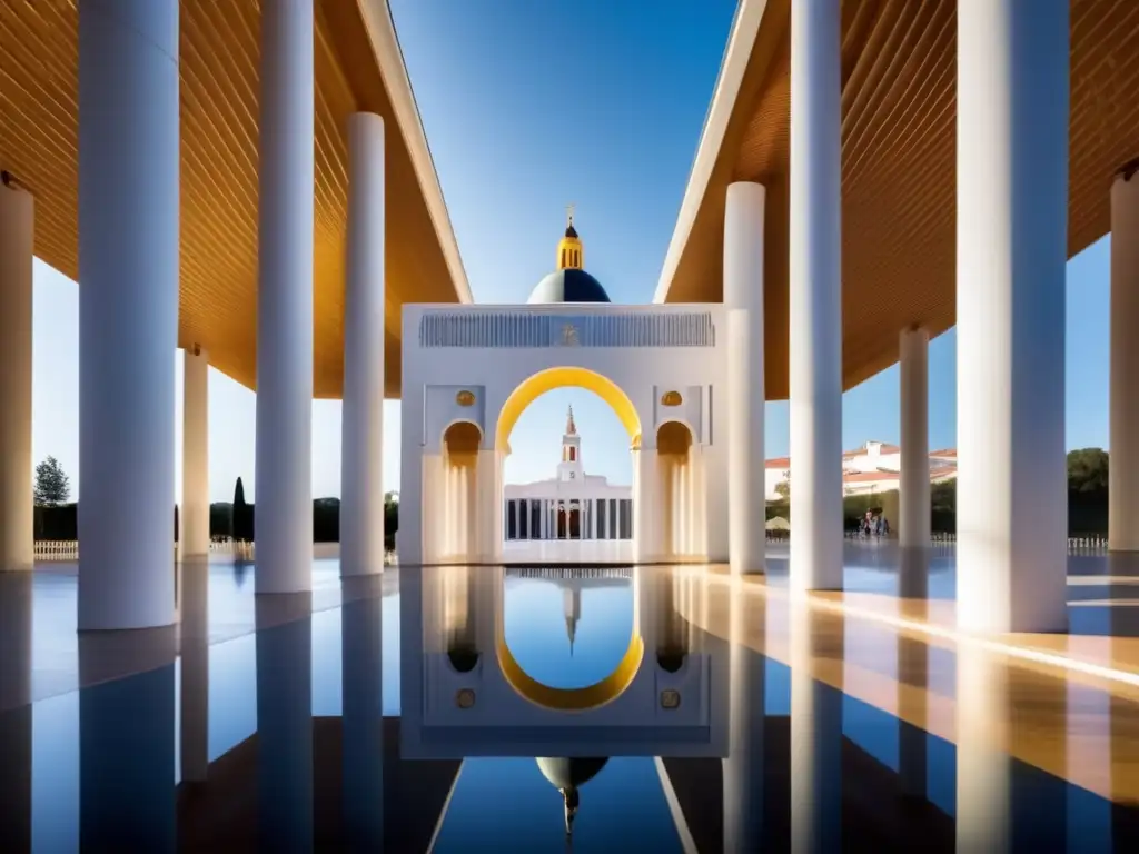 Una imagen de alta resolución del Santuario de Nuestra Señora de Fátima, con su icónica basílica, columnata imponente y detalles arquitectónicos