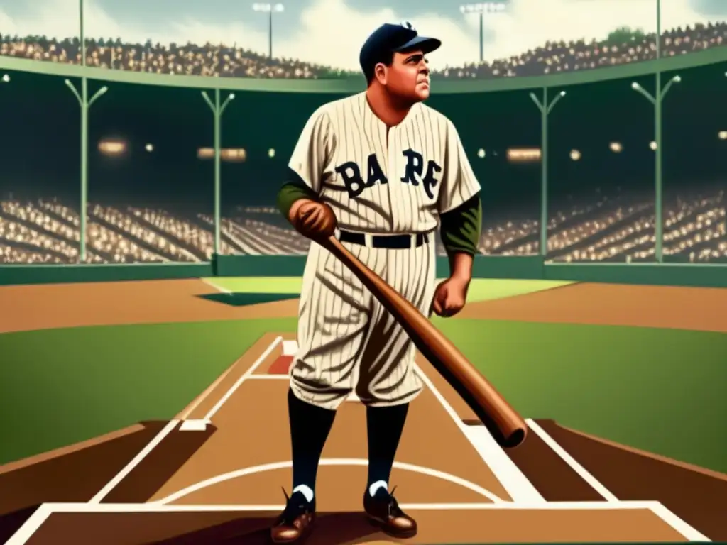 Imagen de Babe Ruth en el béisbol, debut profesional y logros, escena dinámica y emocionante