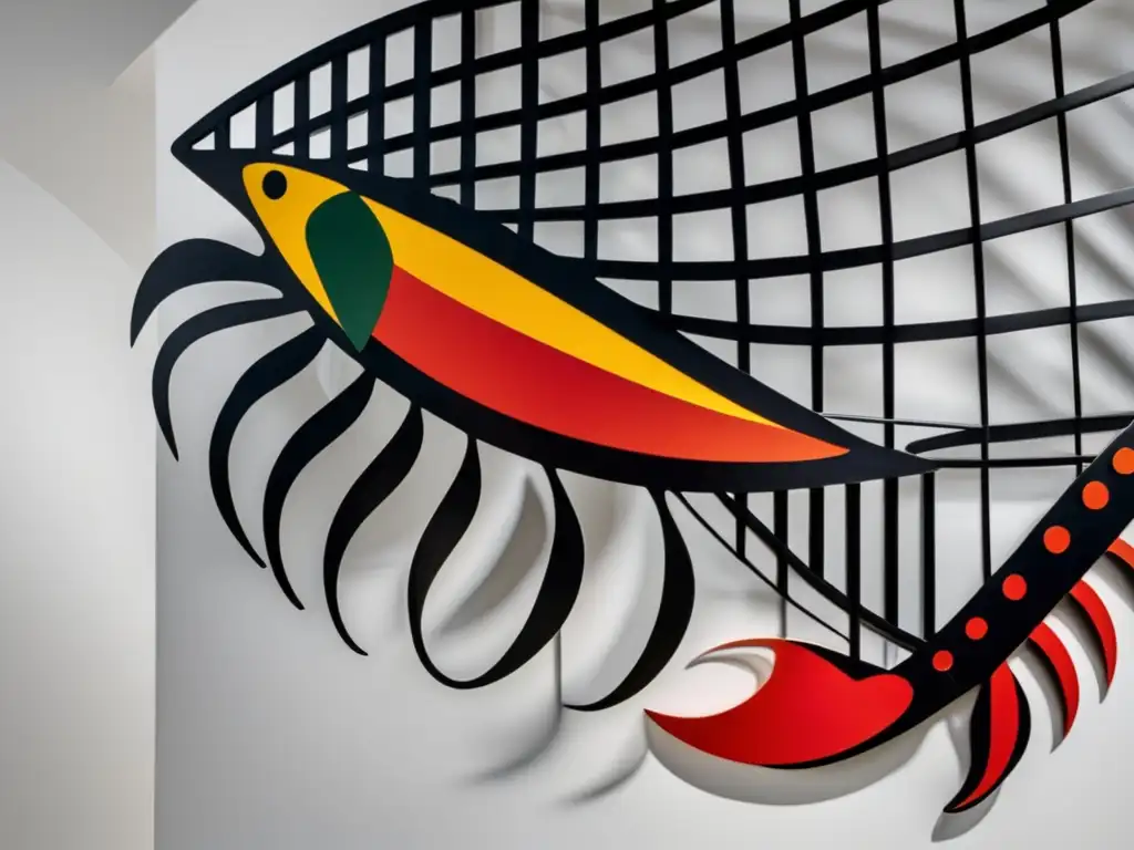 Una imagen cercana de la icónica escultura móvil 'Lobster Trap and Fish Tail' de Alexander Calder