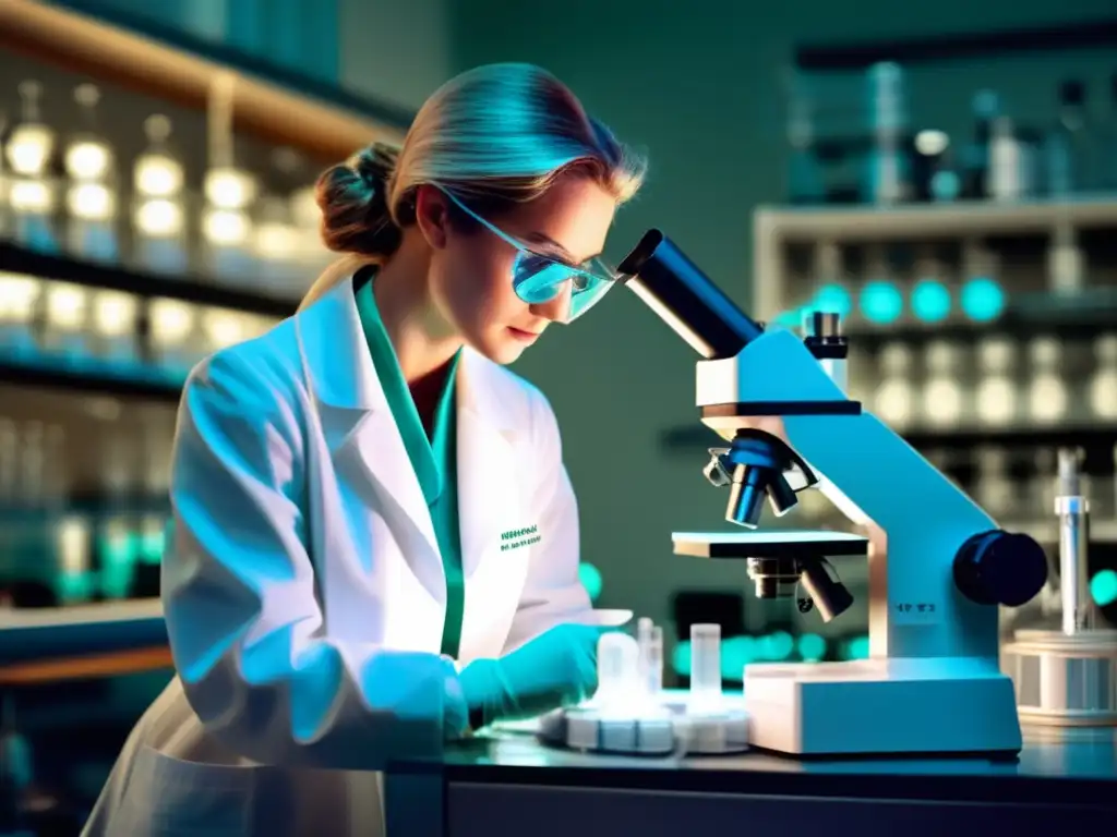 En la imagen, Nettie Stevens examina cromosomas X e Y en su laboratorio, rodeada de equipamiento científico