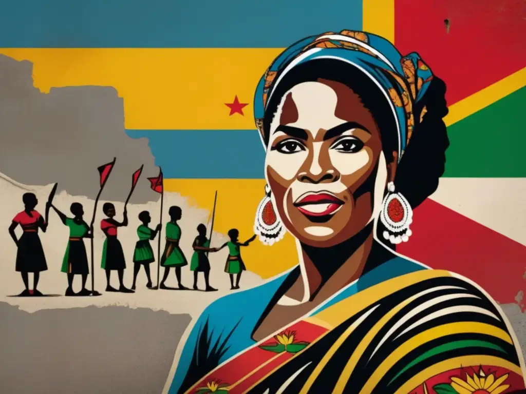 En la imagen, Deolinda Rodríguez de Almeida se destaca en un mural vibrante que celebra su legado como heroína olvidada de la independencia de Angola