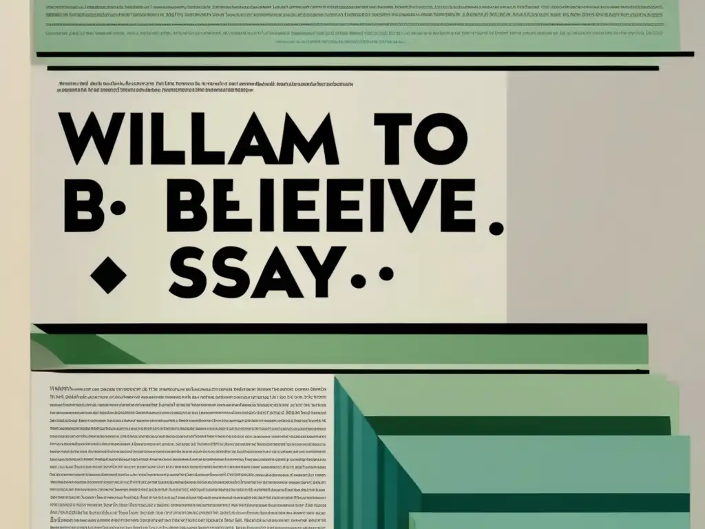 Una imagen detallada de 'The Will to Believe' de William James, con anotaciones visibles, sobre un fondo minimalista y formas geométricas