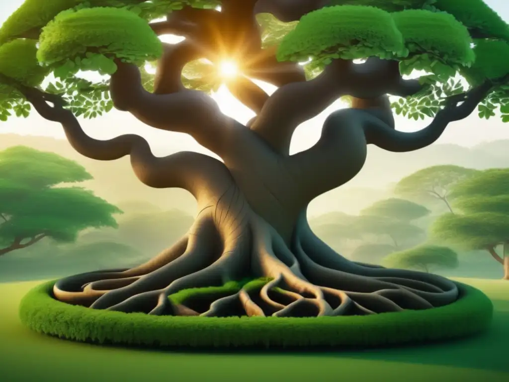 Serenidad espiritual: Árbol Bodhi de Siddhartha Gautama en 8k Una imagen 8k detallada del antiguo árbol Bodhi, donde se dice que Buda alcanzó la iluminación