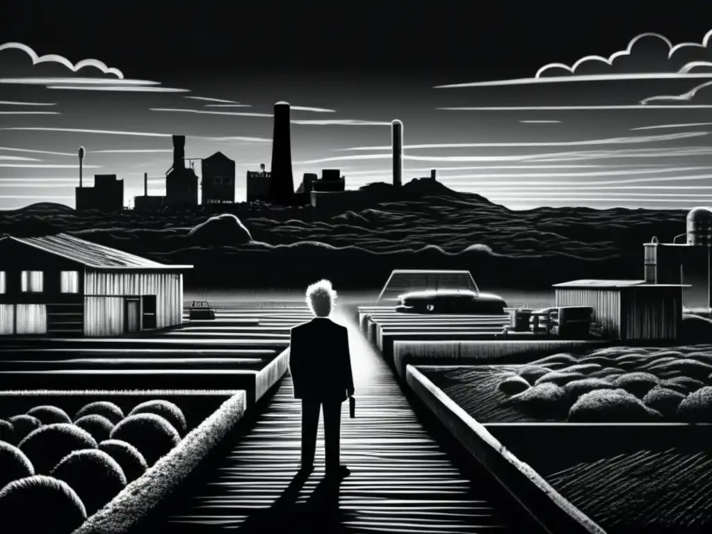 Una imagen detallada en blanco y negro de 'Eraserhead' de David Lynch
