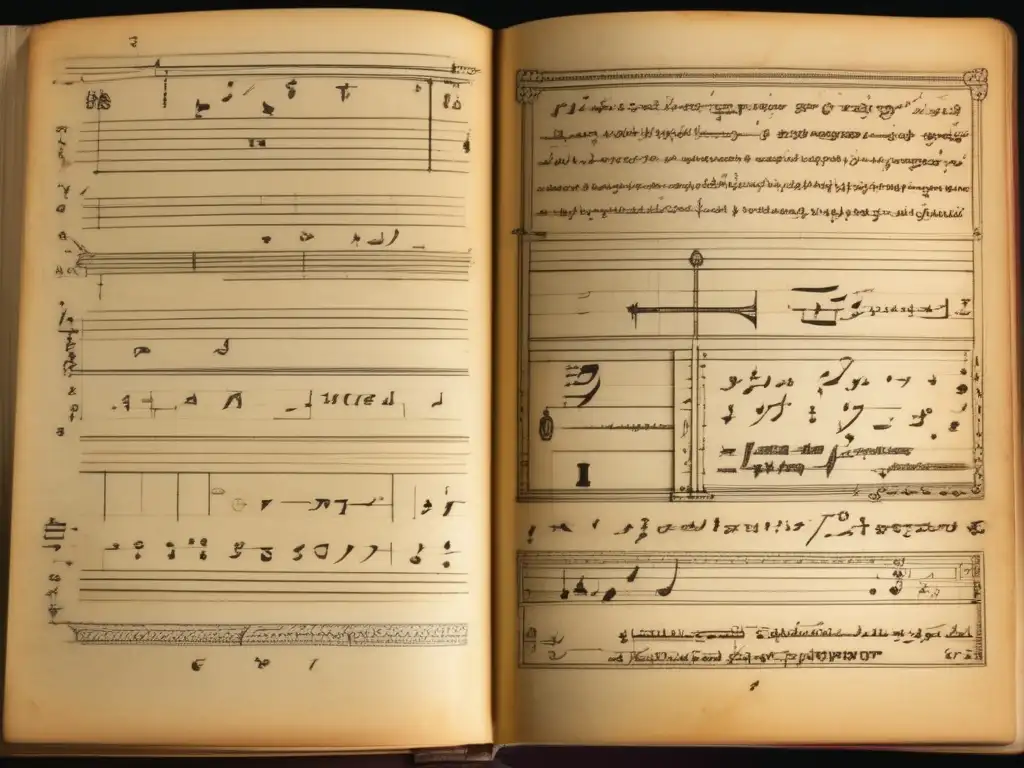 Una imagen detallada del cuaderno personal de Srinivasa Ramanujan, con ecuaciones matemáticas escritas a mano, rodeado de instrumentos antiguos