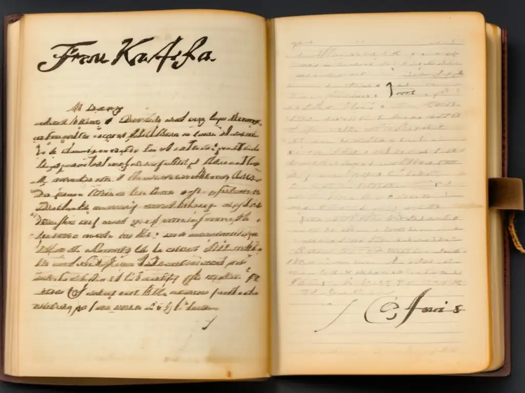 Una imagen detallada de la entrada manuscrita del diario de Franz Kafka, con su caligrafía meticulosa y sutiles manchas de tinta