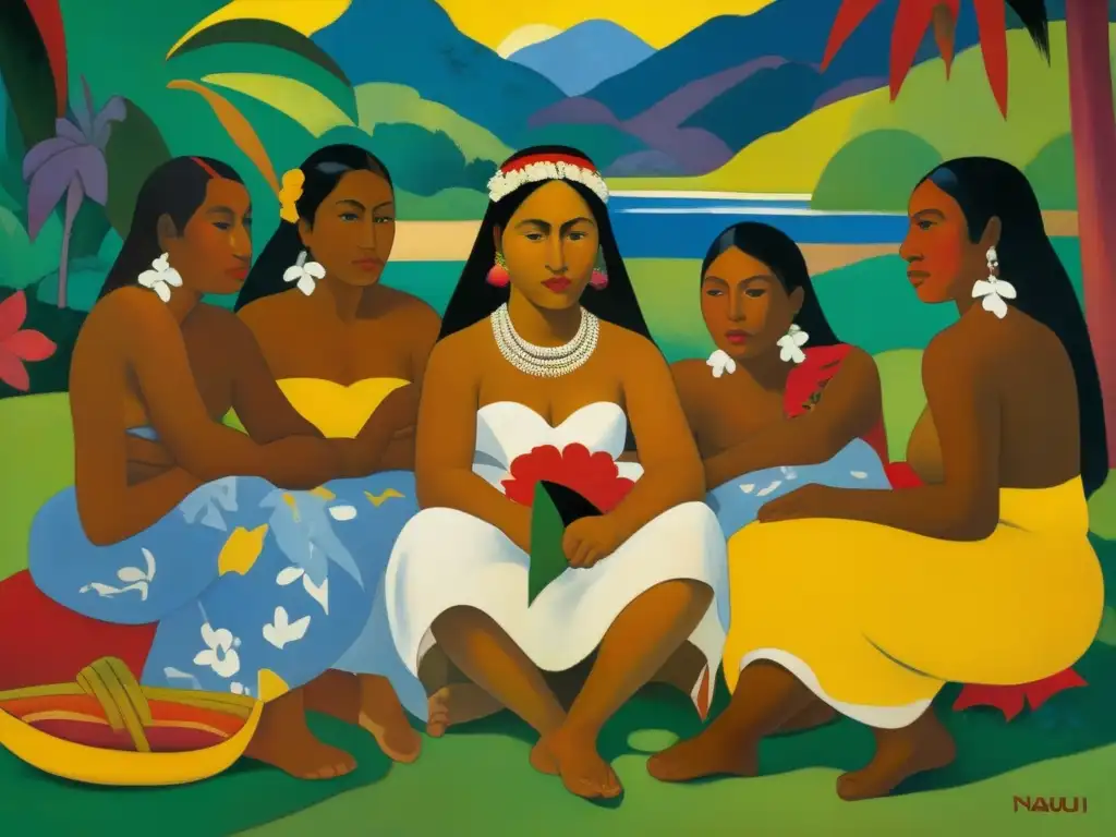 Una imagen detallada de 'Nafea Faa Ipoipo (¿Cuándo te casarás?)' de Paul Gauguin