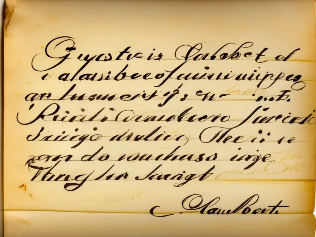 Una imagen detallada de un manuscrito de Gustave Flaubert, revelando su elegante caligrafía con marcas de tinta y líneas desvanecidas