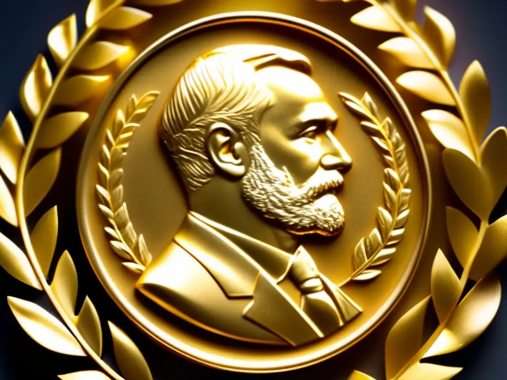 Una imagen detallada del medallón del Premio Nobel de la Paz, reflejando la artesanía y prestigio del galardón