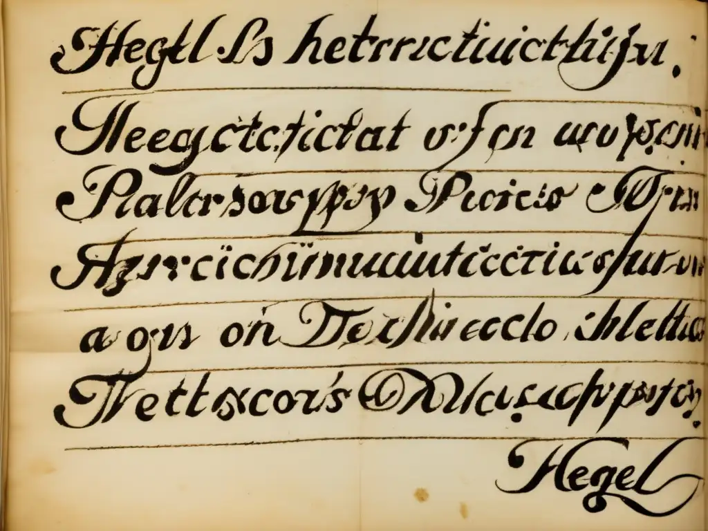 Una imagen detallada de las notas manuscritas de Hegel sobre la filosofía dialéctica, evocando sabiduría y profundidad intelectual