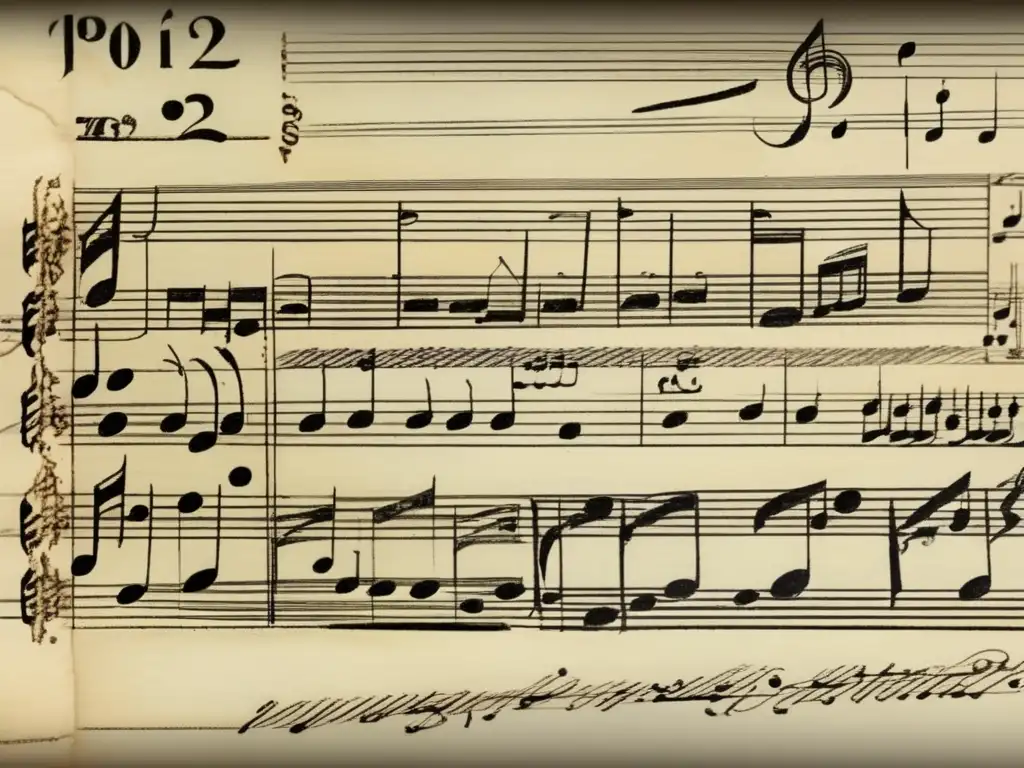 Una imagen detallada de la partitura manuscrita de la icónica 'Obertura 1812' de Pyotr Ilyich Tchaikovsky