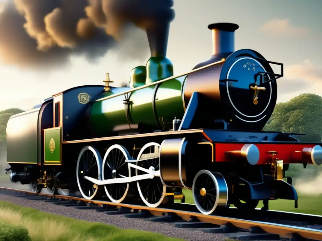 Una imagen detallada del primer tren de vapor de alta presión de Richard Trevithick, resaltando su avanzada ingeniería e innovación