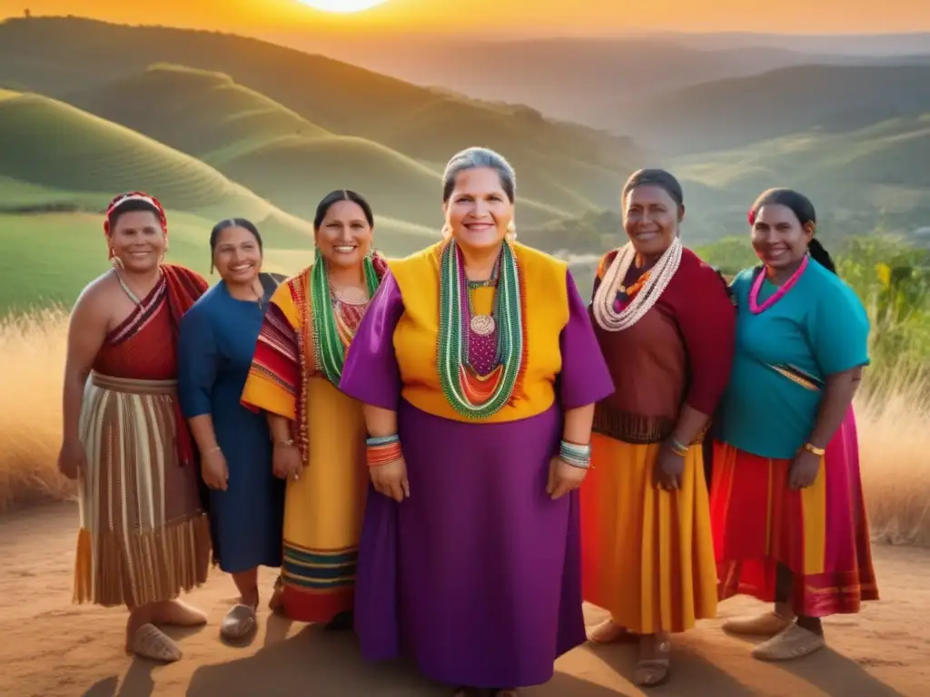 Una imagen 8k detallada de Rigoberta Menchú en traje indígena, rodeada de personas diversas, unidas en un poderoso gesto de solidaridad