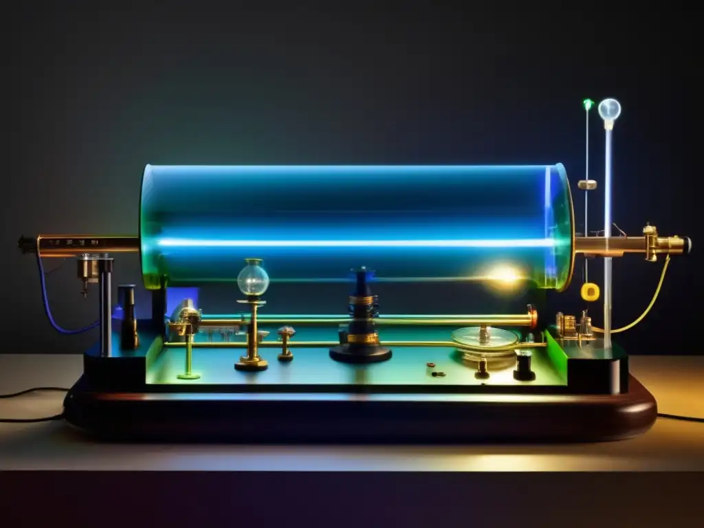 Una imagen detallada y vibrante del experimento de tubo de rayos catódicos de J
