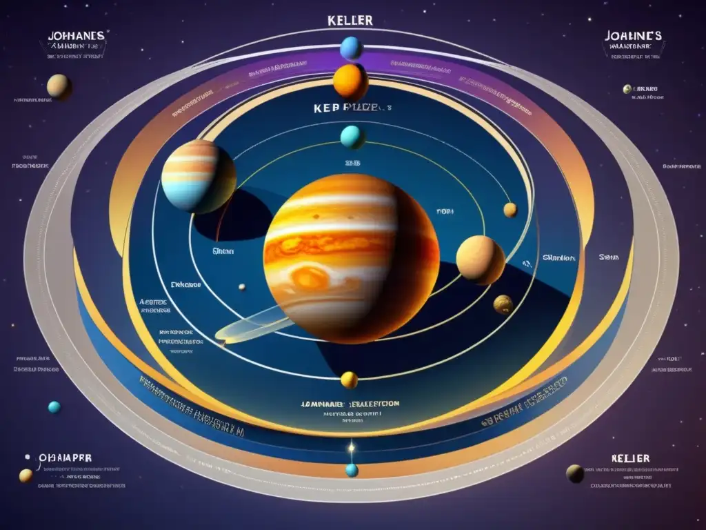 La imagen muestra una representación digital de alta resolución del modelo del sistema solar de Johannes Kepler