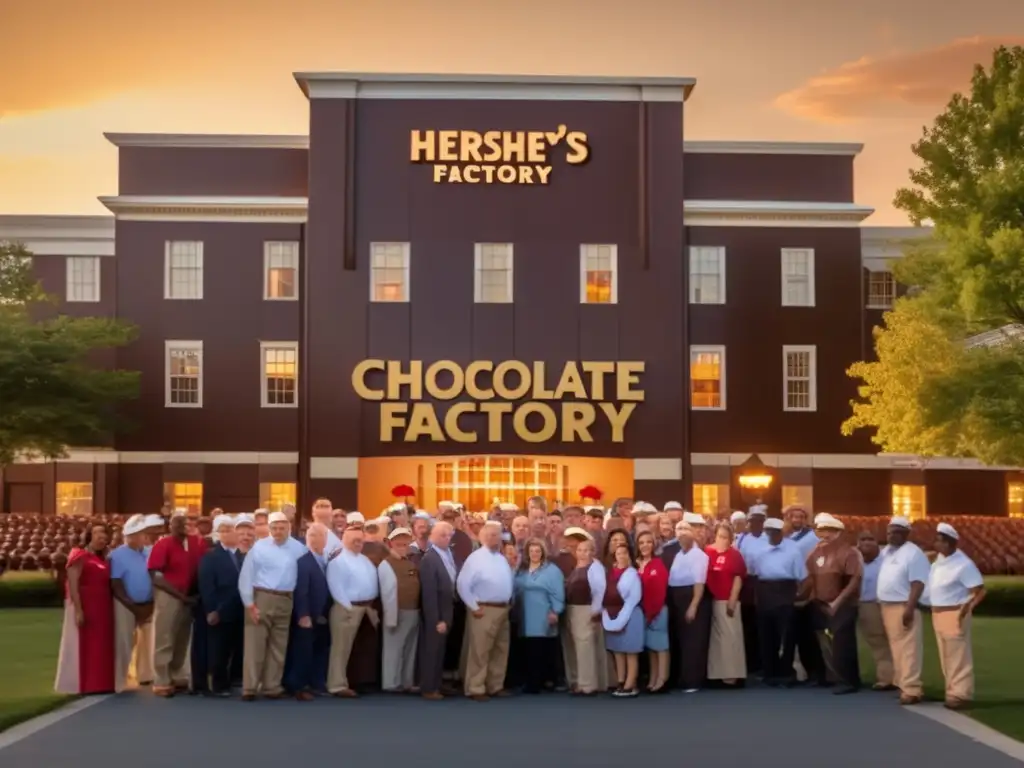Una imagen con la biografía de Milton Hershey, su dulzura y filantropía, mostrando su legado y calidez en la fábrica de chocolate