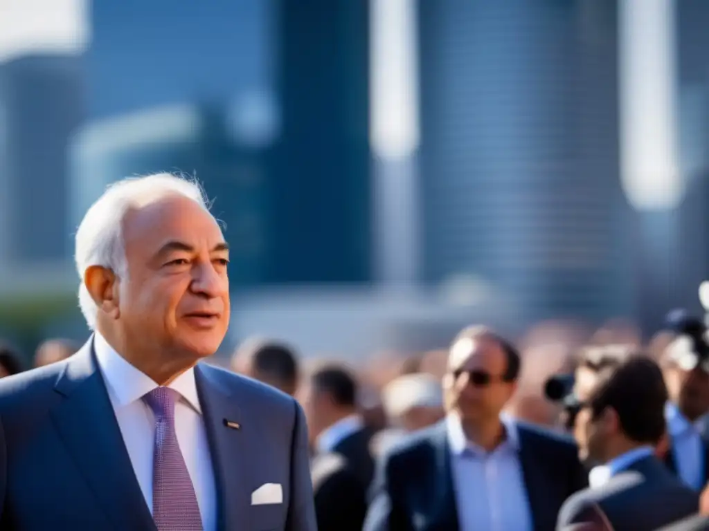 La imagen muestra a Dominique Strauss-Kahn, exdirector del Fondo Monetario Internacional, en medio de una multitud de reporteros y fotógrafos