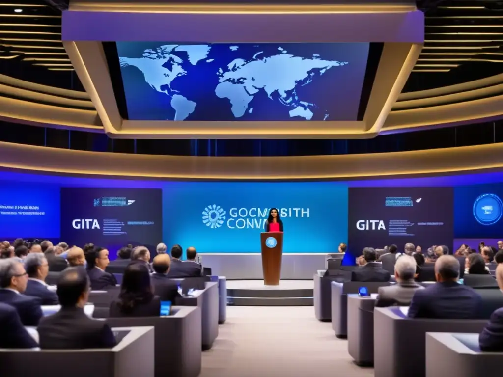 En la imagen, Gita Gopinath, economista del FMI, lidera una conferencia sobre la economía poscrisis