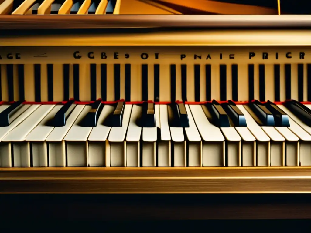 Una imagen de alta resolución del icónico piano preparado de John Cage, con cuerdas y objetos claramente visibles