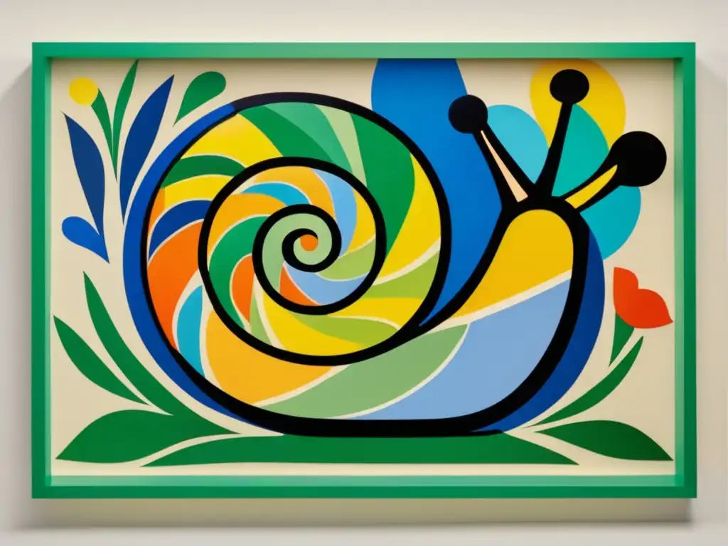 Una imagen de alta resolución del icónico recorte de papel 'The Snail' de Henri Matisse en una galería de arte moderno