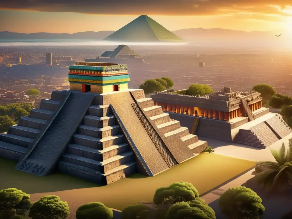 Una imagen impactante de las antiguas ruinas de Tenochtitlán, con la moderna Ciudad de México de fondo