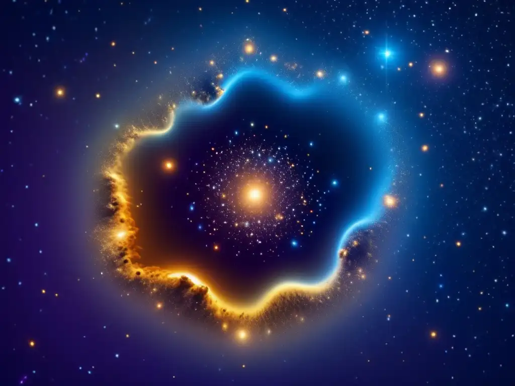 Una imagen impactante de 8k del Cúmulo de la Bala, destacando el efecto de lente gravitacional en investigaciones materia oscura Vera Rubin