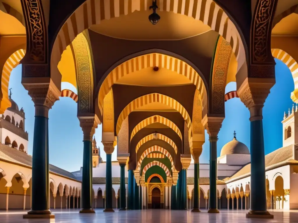 Una imagen impactante de la grandiosa Mezquita-Catedral de Córdoba, fusionando influencias islámicas y cristianas en una estructura impresionante
