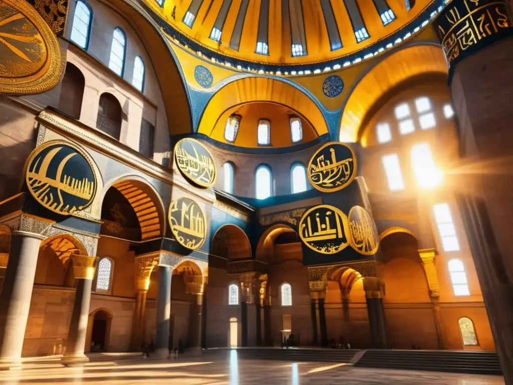 Majestuosa Hagia Sophia: Glorioso legado otomano Una imagen impactante de la Hagia Sophia en Estambul, Turquía, con la luz del sol bañando sus antiguas paredes en un cálido resplandor dorado
