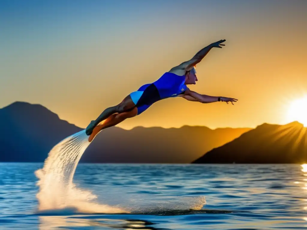 Imagen impactante de Greg Louganis ejecutando un salto perfecto, reflejando su habilidad y gracia en el buceo