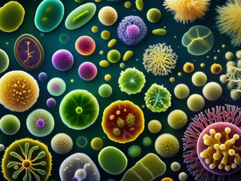 Una imagen impactante de microorganismos acuáticos, revelando la complejidad del mundo microbiológico