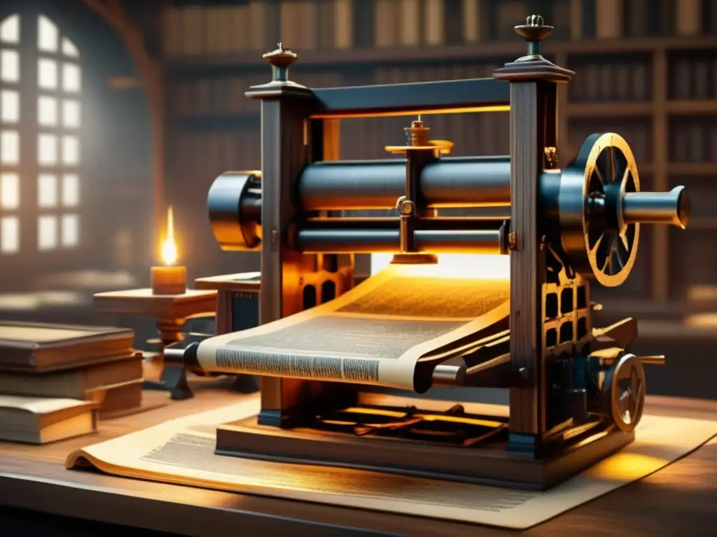 En la imagen se muestra la impactante revolución de la imprenta de Gutenberg y su impacto en la historia con la primera Biblia impresa