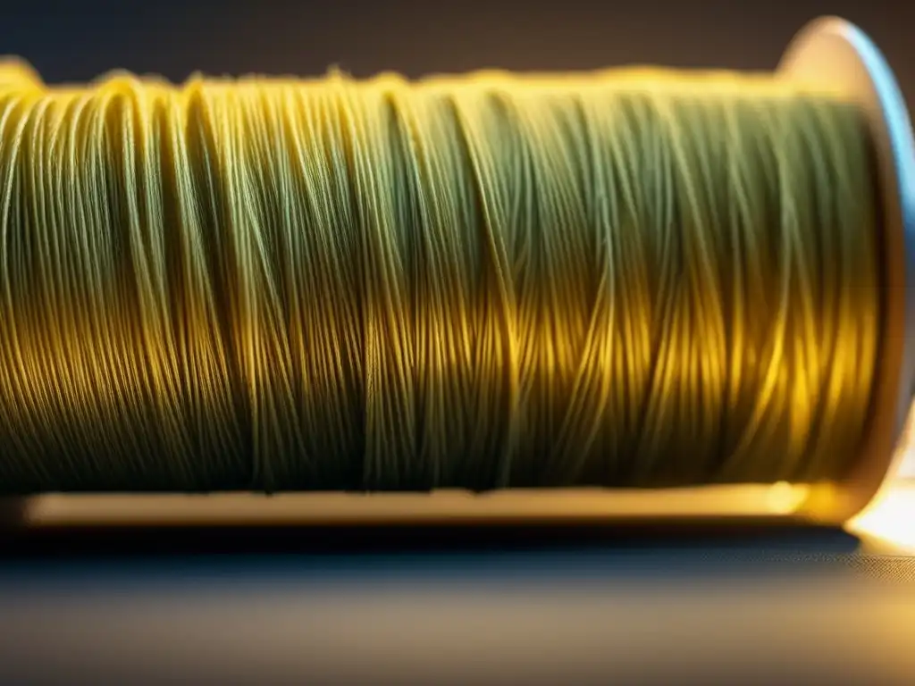 Una imagen impresionante del Kevlar, con sus fibras individuales visibles y su textura brillante, reflejando la fortaleza y resistencia del material