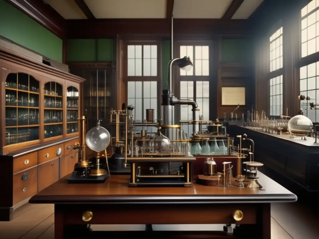 En la imagen se recrea un laboratorio científico vintage con el equipo experimental de J