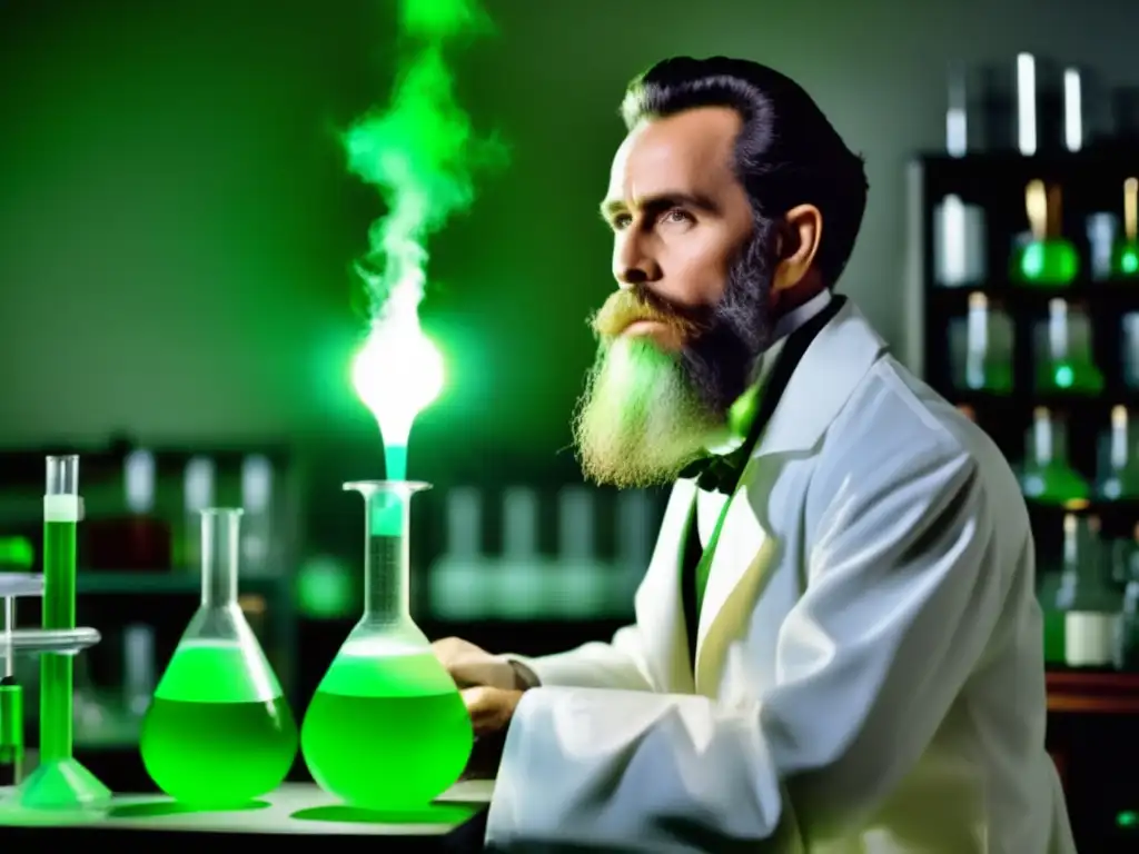 En la imagen, Wilhelm Conrad Roentgen se encuentra en su laboratorio rodeado de equipo científico y tubos de ensayo