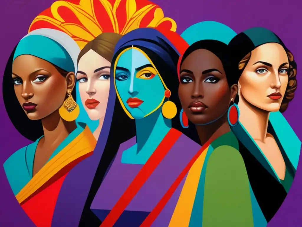 En la imagen, mujeres fuertes y decididas reinterpretan el arte renacentista en colores vibrantes